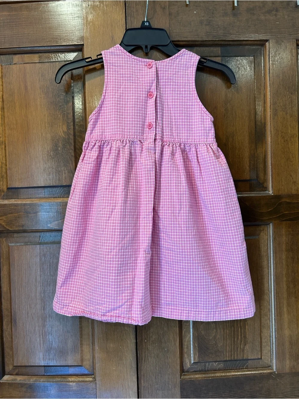 Vintage OshKosh B'gosh Pink Checkered Pinafore Dress Size 6 USA Cotton